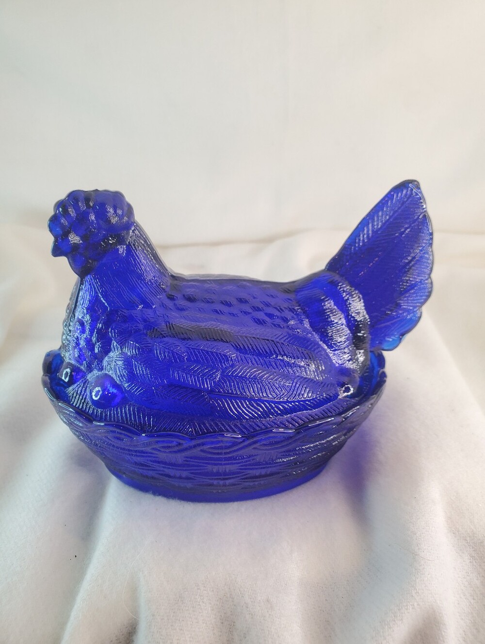 Vintage Indiana Cobalt Blue Glass "Hen on a Nest" Covered Dish